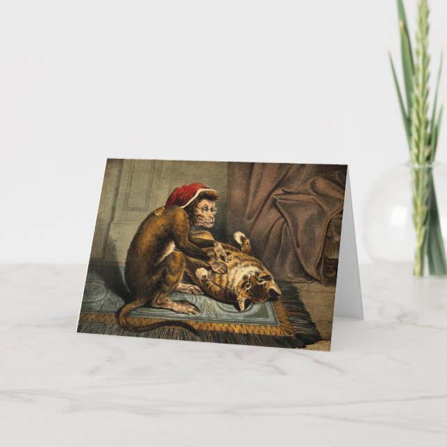 Carte Amis de singe et de chat (Devant)