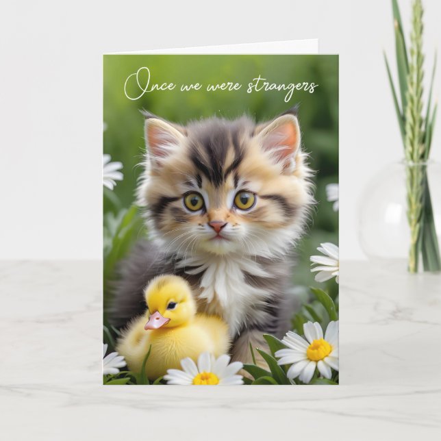 Carte Amis du chaton et du canard Anniversaire (Devant)
