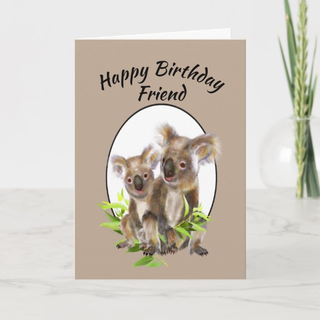 Carte Amis mignons d'ours de koala d'ami de joyeux (Devant)