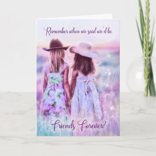 Carte Amis pour toujours deux petites filles en lavande