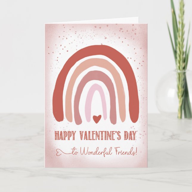 Carte Amis Valentines jour main peint rose doux (Devant)