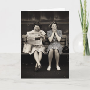 Carte Amis vintage riant ensemble