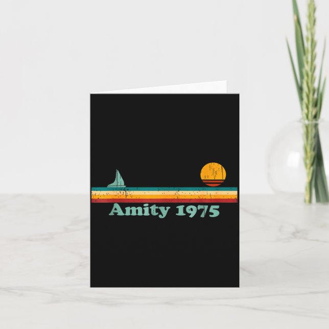 Carte Amity 1975 Retro Sailboat And Sunset Design Idea  (Devant)