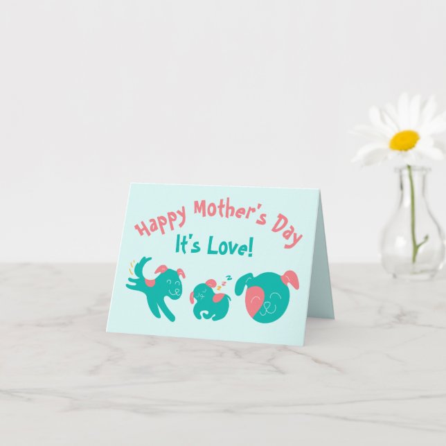 Carte Amour amusant chiot de la fête des Mères de Chien  (Petite plante)