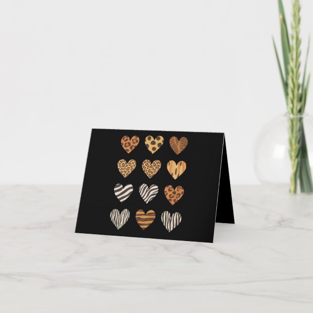 Carte Amour Coeur Léopard Mignon Saint Valentin  (Devant)