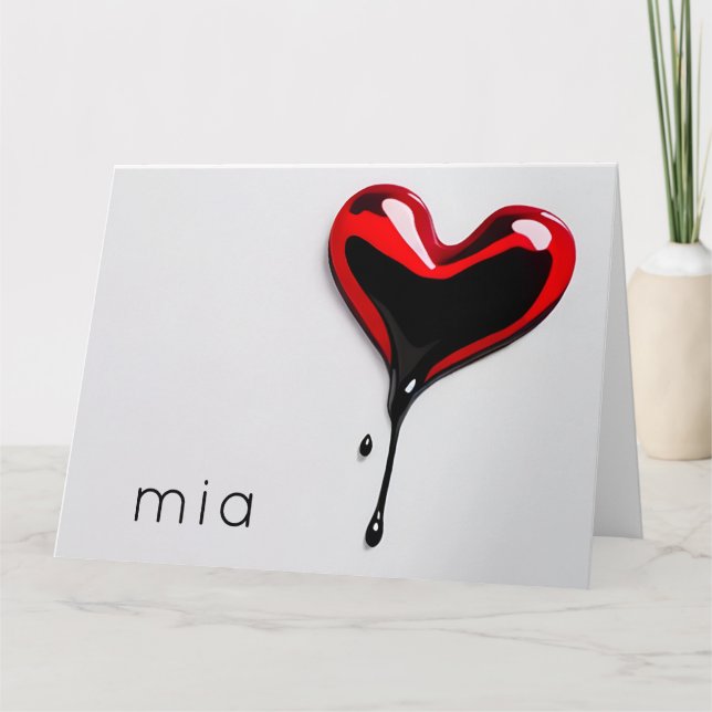 Carte amour coeur monogramme nom simple moderne minimal (Devant)