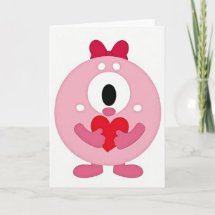 Carte Amour Cœur Monstre Rose
