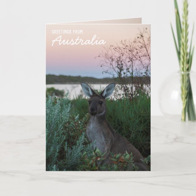Carte Amour de Australie Kangaroo Sunset Lake Custom (Devant)
