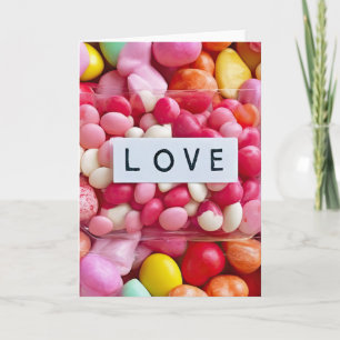 Carte Amour de bonbons colorés pour mariage et anniversa