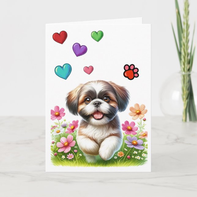 Carte Amour de chiot - Voir à l'intérieur . (Devant)