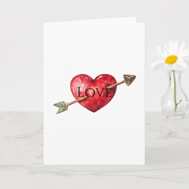 Carte Amour de Flèche de Cœur Rouge  (Petite plante)