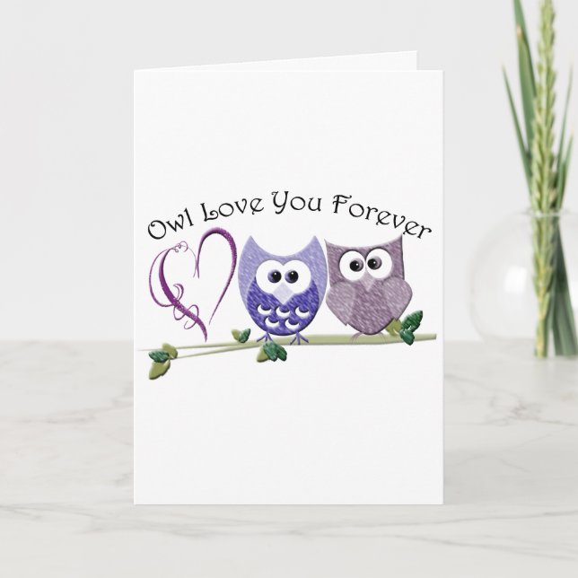 Carte Amour de hibou vous pour toujours, les hiboux et (Devant)