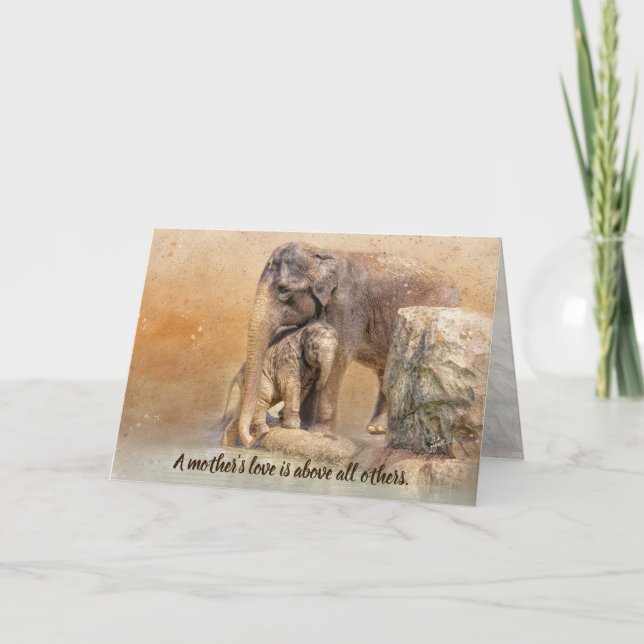 Carte Amour de la mère Bébé Eléphant Hug Fête des mères  (Devant)