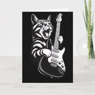 Carte Amour de musique cool   Chat rock jouant de la gui