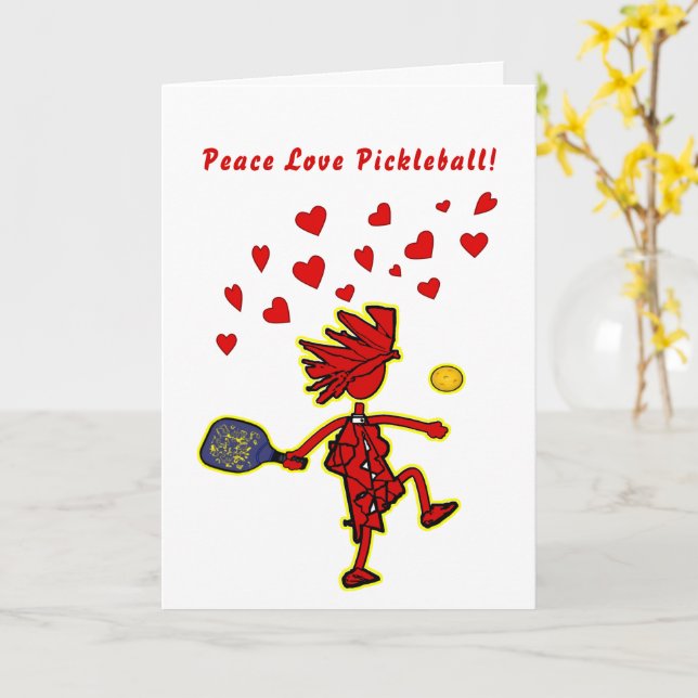 Carte Amour de Paix Pickleball Saint-Valentin (Fleur jaune)