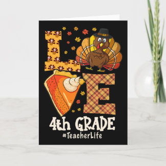 Carte Amour de Thanksgiving Enseignant de 4e année Dinde