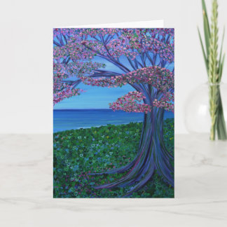 Carte Amour et l'arbre rose des coeurs