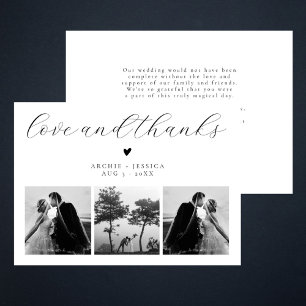 Carte Amour et Merci Elegant 3 Mariage photo Merci