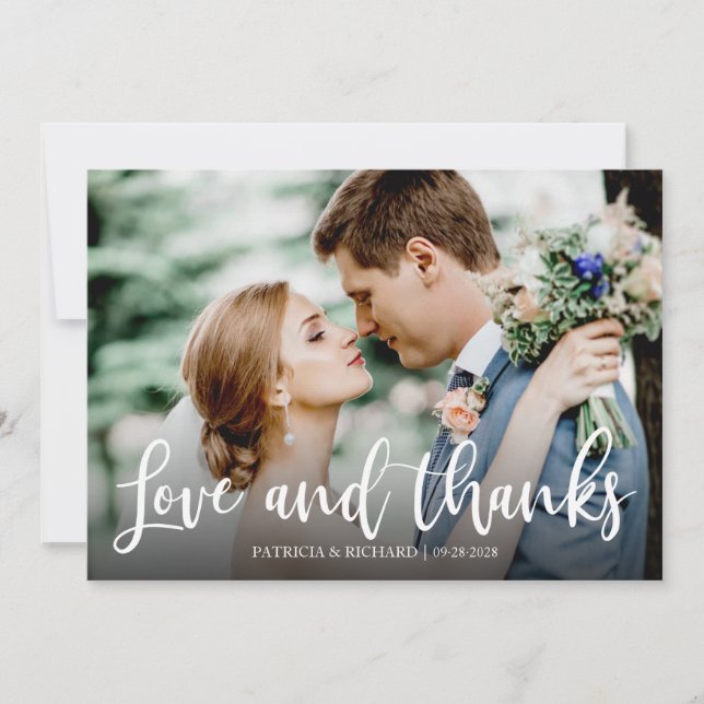 Carte Amour Et Merci Élégant Mariage Photo Merci (Devant)