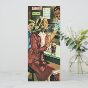 Carte Amour et romance vintage, Dame au magasin de soda