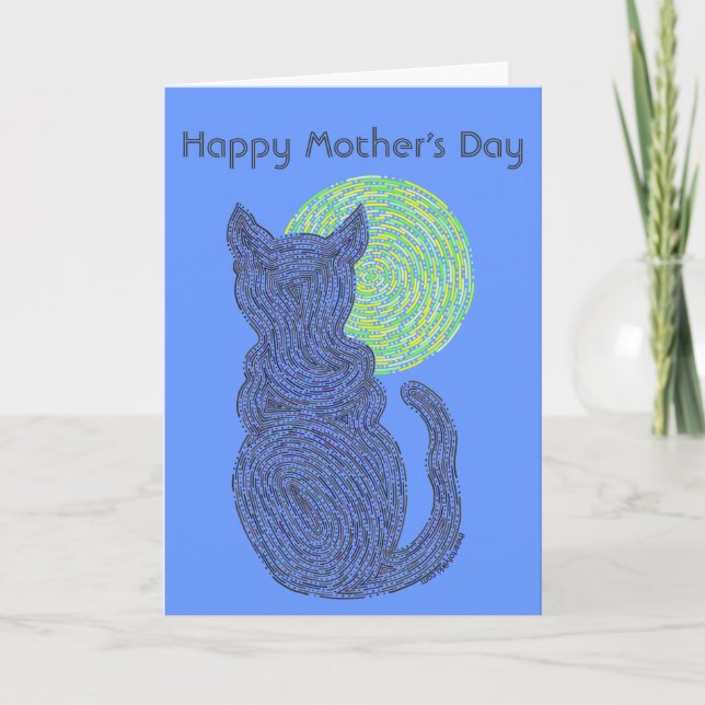 Carte Amour heureux de jour de mères de chat noir et de (Devant)