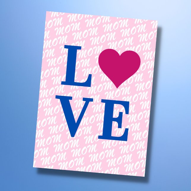 Carte AMOUR maman mère moderne élégante nous t'aimons ma (The background text template can fit 2 or 3 upper case letters, maybe 1 or 2 more with lower cases.)