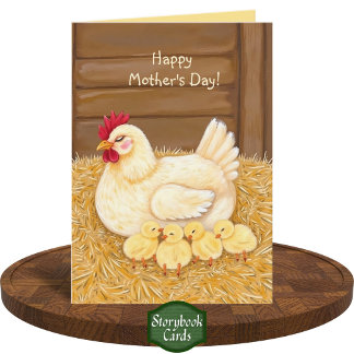 Carte Amour Maman Poulet Dormir Bébés Fête des mères