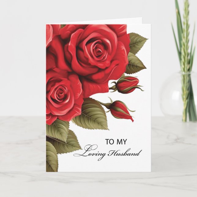 Carte Amour Mariage mari Anniversaire Roses rouges (Devant)