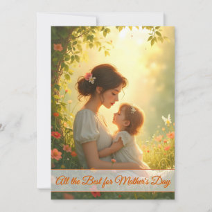 Carte Amour maternel tendre dans la lumière florissante
