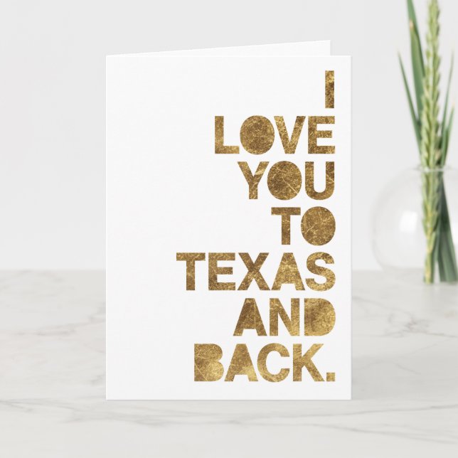 Carte Amour métallisé or De Toi au Texas et Retour (Devant)