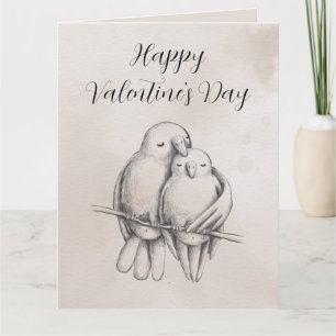 Carte Amour minimal oiseau romantique brillant Saint-Val