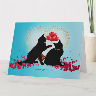 Carte Amour qui ronronne - Ballons de Cat Valentine - Sa