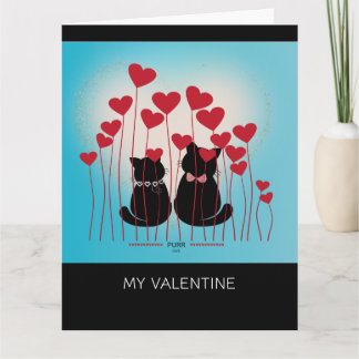 Carte Amour qui ronronne - Sac cadeau - Champ de ballons
