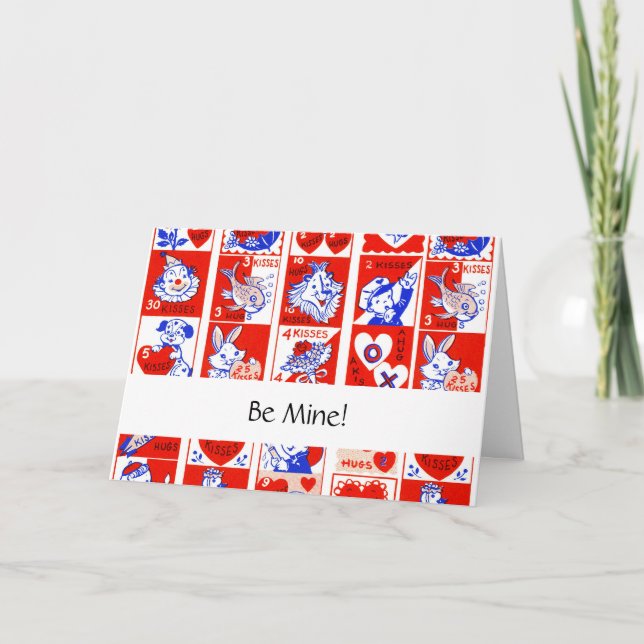 Carte Amour Rétro de la Saint-Valentin Motif Mignon (Devant)