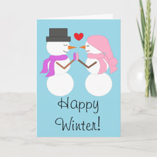 Carte Amour & Snowpeople : Happy Winter