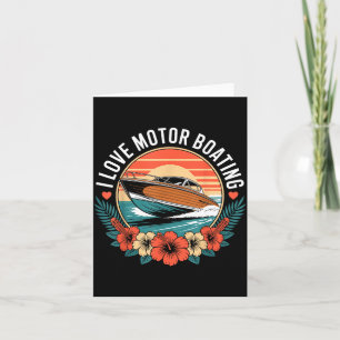 Carte Amour vedette à moteur vintage coucher de soleil v