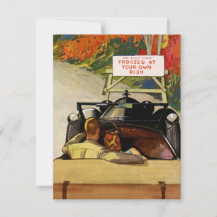 Carte Amour Vintage, Route Fermée Procédez à Vos Propres