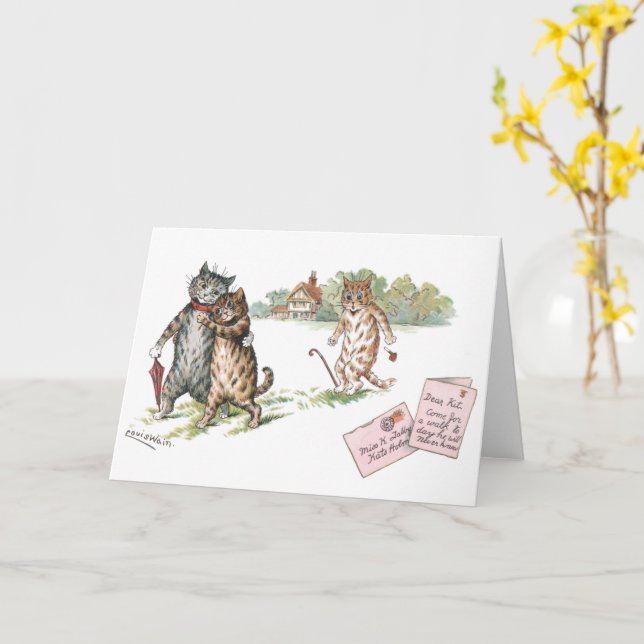 Carte Amour Vrai par Louis Wain Blank (Fleur jaune)