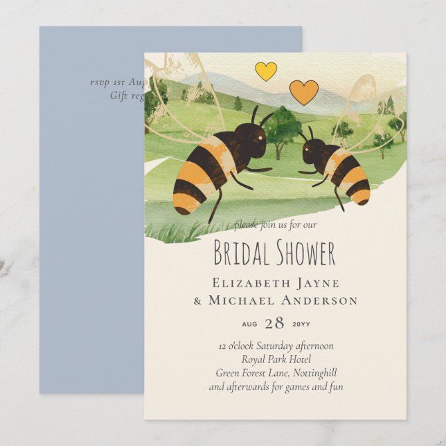 Carte Amoureux de la nature Mariage des abeilles (Devant / Derrière)