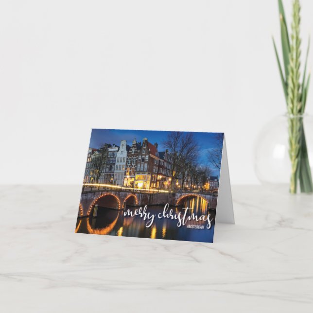 Carte Amsterdam au crépuscule, Joyeux Noël (Devant)