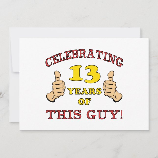 Carte Amusant 13ème anniversaire pour les garçons (Devant)