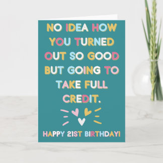 Carte Amusant 21e anniversaire pour le fils ou la fille