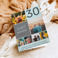 Amusant 30 anniversaire bleu 6 photo collage grill