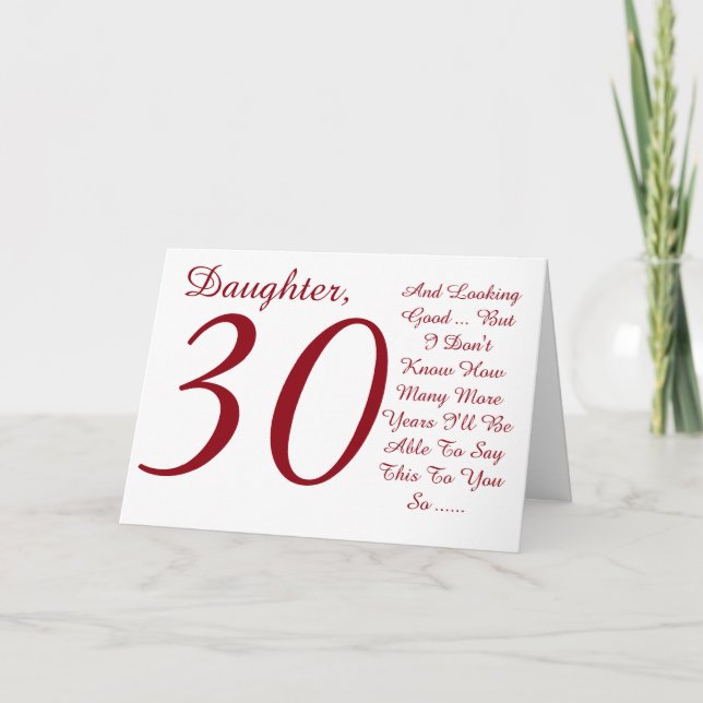 Carte Amusant, 30ème anniversaire, fille, texte rouge et (Devant)