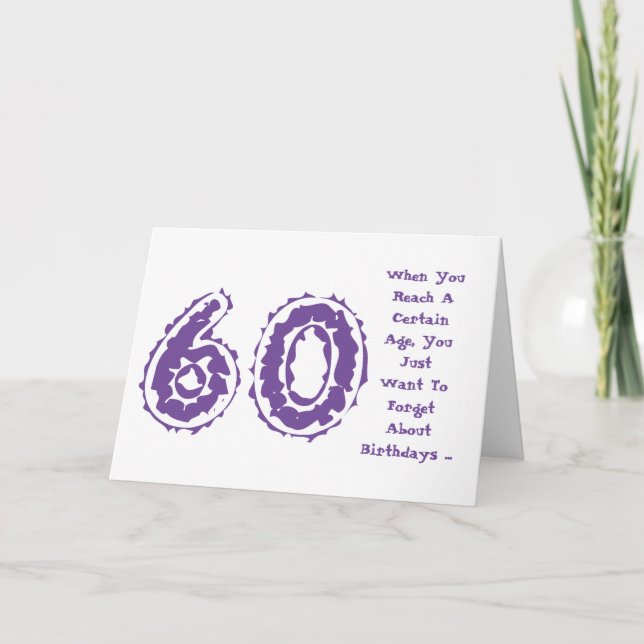 Carte Amusant, 60ème anniversaire, oublie-le, violet, bl (Devant)