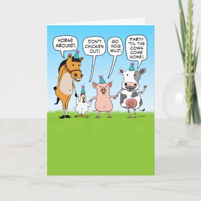 Carte Amusant Animaux de fête Conseils pour Anniversaire (Devant)