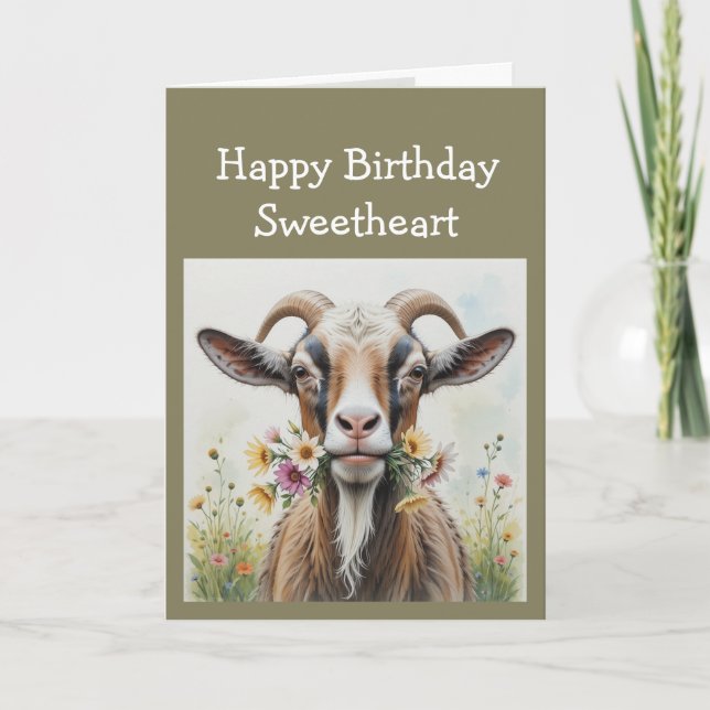 Carte Amusant Anniversaire, De la Vielle Chèvre qui VOUS (Devant)