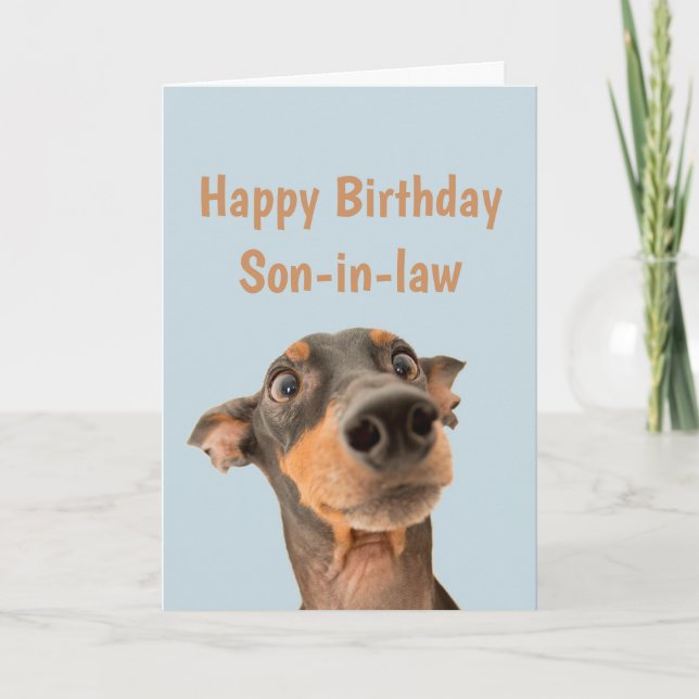 Carte Amusant Anniversaire Fils-en-Beau animal de chien  (Devant)