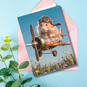 Carte Amusant Anniversaire Hamster Pilote et Aviateur Av