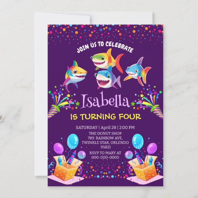 Carte Amusant ballon de requin arc-en-ciel fête d'annive (Devant)